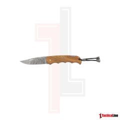 DAMASCUS AÇIK AHŞAP SAPLI ÇAKI