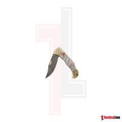 DAMASCUS GRAVÜR İŞLEMELİ RENKLİ SAPLI ÇAKI