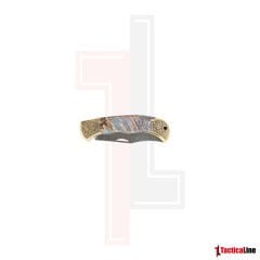 DAMASCUS GRAVÜR İŞLEMELİ RENKLİ SAPLI ÇAKI