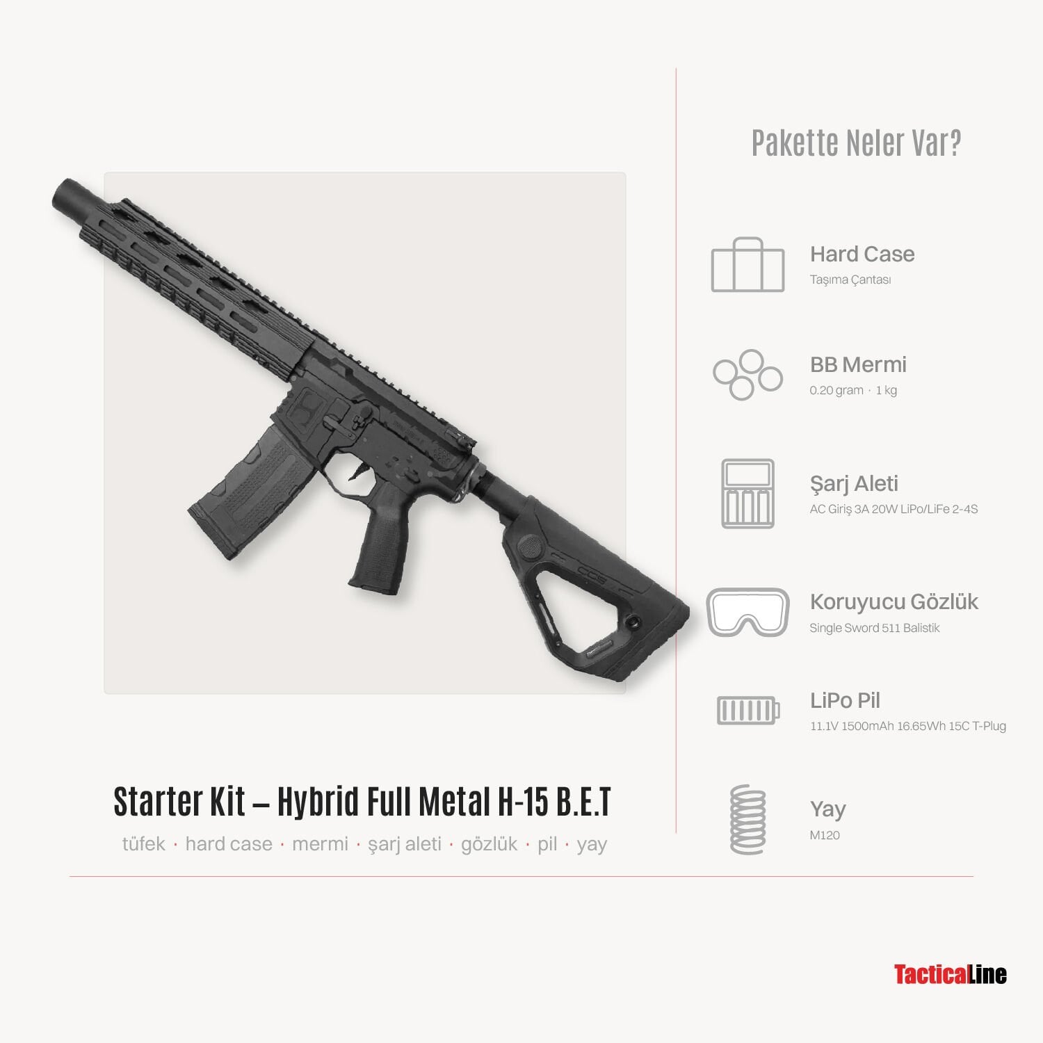 ASG Hybrid Series Full Metal H-15 B.E.T SIYAH AEG Tüfek